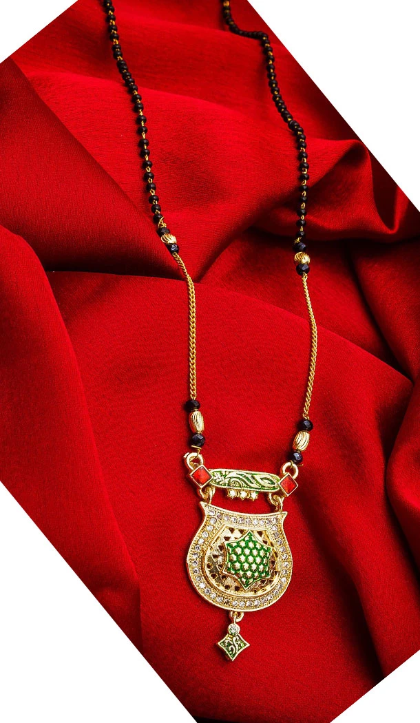 Contemporary Golden Color Alloy Pendant Designer Imitation Mangalsutra Jewellery - 533365552