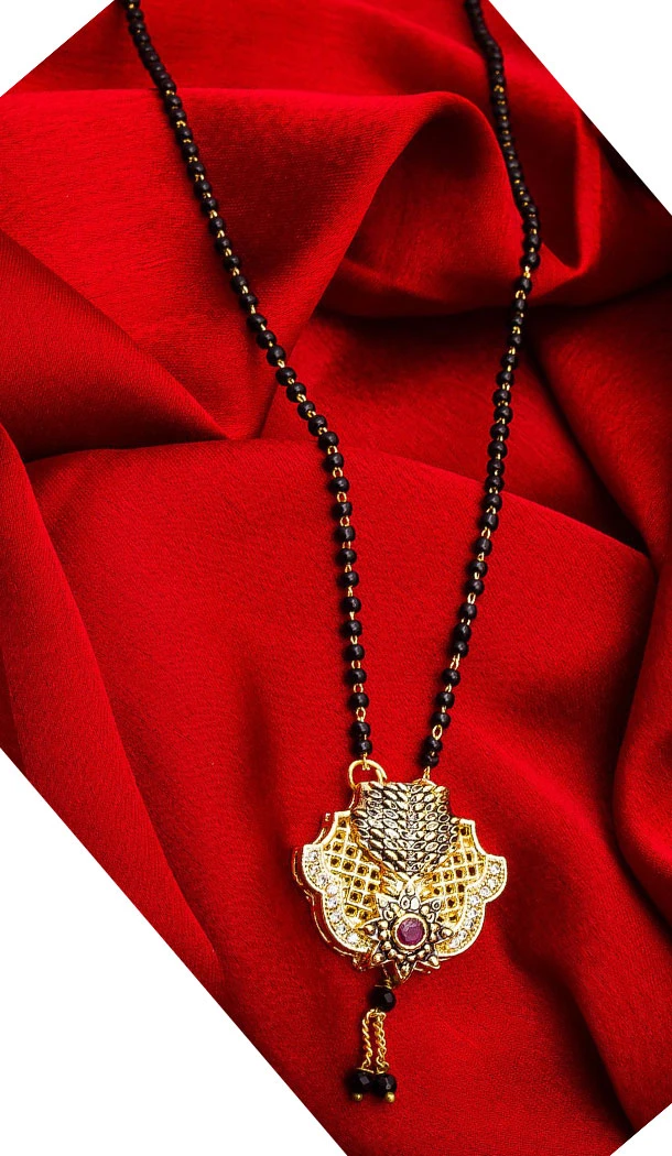 Captivating Golden Color Alloy Pendant Designer Imitation Mangalsutra Jewellery - 533365554