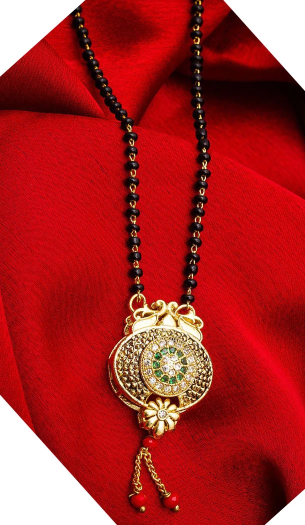 Chic Golden Color Alloy Pendant Designer Imitation Mangalsutra Jewellery - 533365556