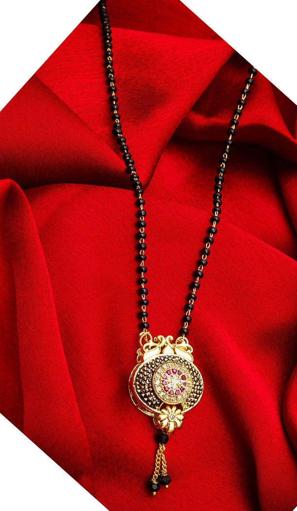 Fancy Golden Color Alloy Pendant Designer Imitation Mangalsutra Jewellery - 533365557