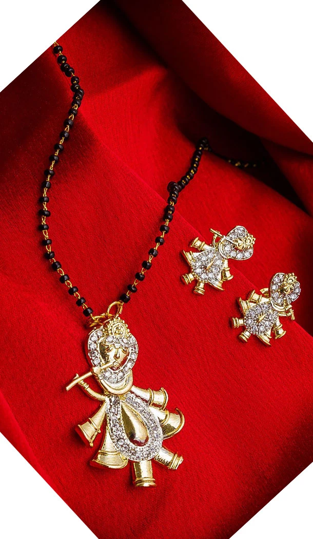 Splendorous Golden Color Alloy Pendant Designer Imitation Mangalsutra Jewellery - 533365558
