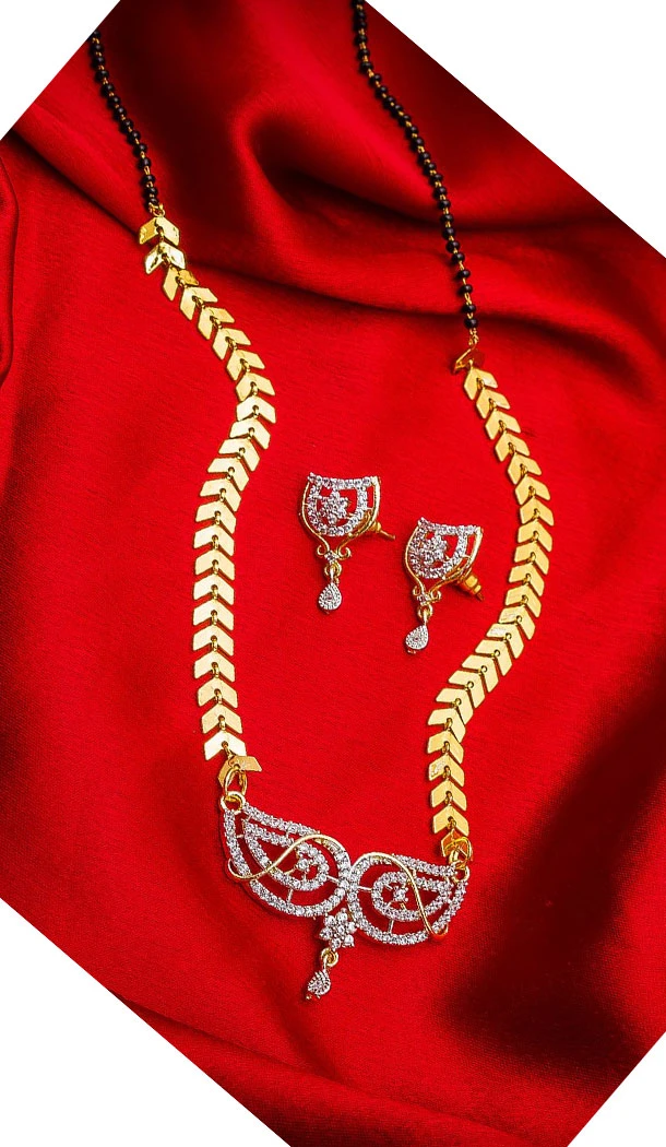 Charming Golden Color Alloy Pendant Designer Imitation Mangalsutra Jewellery - 533365559
