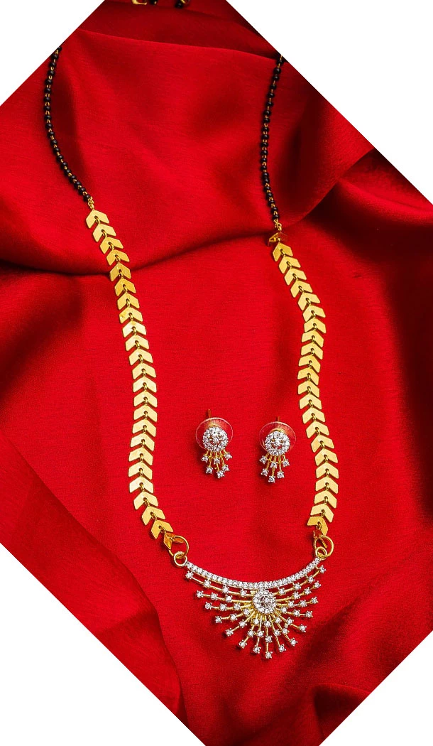 Ravishing Golden Color Alloy Pendant Designer Imitation Mangalsutra Jewellery - 533365561