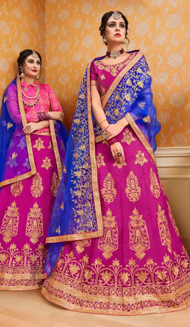 Pink Color Banglori Silk Treditional Wear Plus Size Lehenga Choli - 535165800