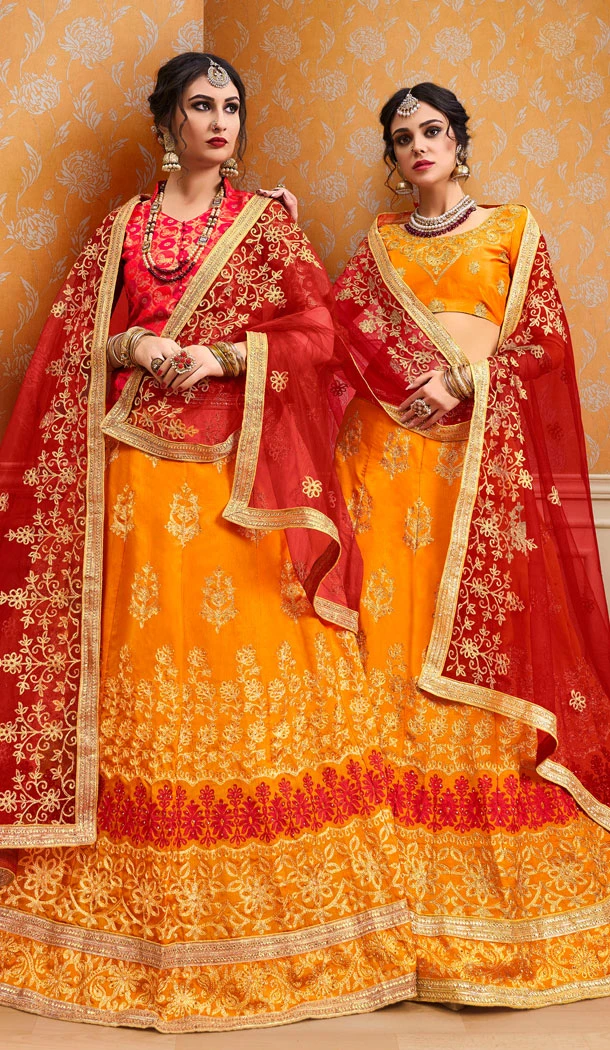Yellow Color Banglori Silk Treditional Wear Plus Size Lehenga Choli - 535165801 Yellow Color Banglori Silk Treditional Wear Plus Size Lehenga Choli - 535165801