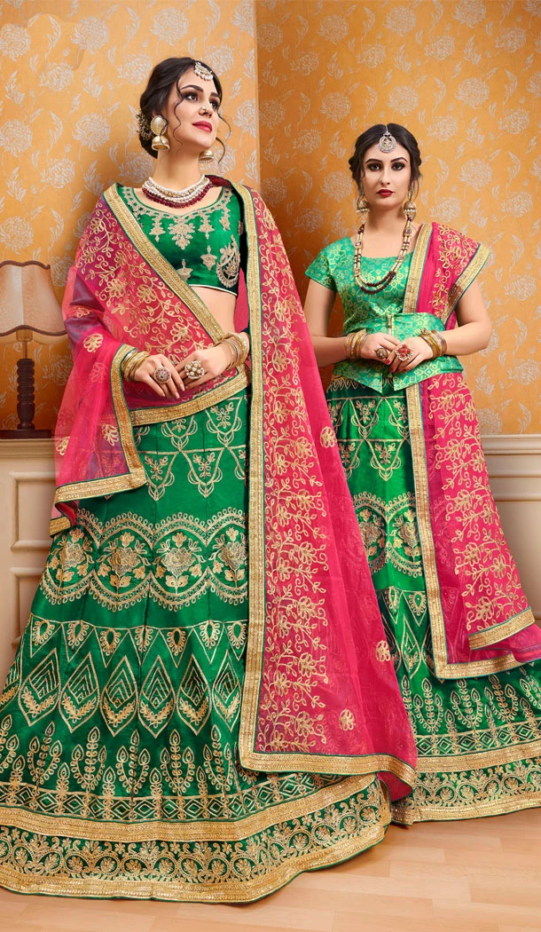 Green Color Banglori Silk Treditional Wear Plus Size Lehenga Choli - 535165806 Green Color Banglori Silk Treditional Wear Plus Size Lehenga Choli - 535165806
