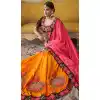 Pink And Yellow Georgette Treditional Designer Plus Size Saris - 535265810