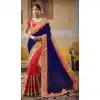 Blue And Pink Georgette Treditional Designer Plus Size Saris - 535265814