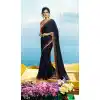 Navy Blue Color Fancy Fabric Embroidered Designer Saris - 533965643