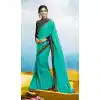 Green Color Fancy Fabric Embroidered Designer Saris - 533965644