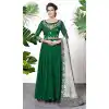 Flamboyant Green Color Faux Georgette Party Wear Long Salwar Kameez - 535865896