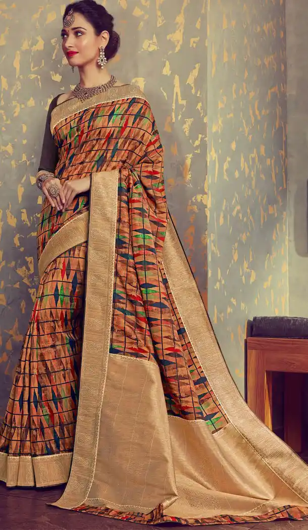 Celebrity Tamannaah Bhatia Wine Color Crepe Silk Designer Saree 536065931