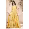 Yellow Color Chanderi Designer Readymade Plus Size Gown Suit