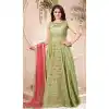 Light Mehdi Color Chanderi Designer Readymade Plus Size Gown Suit