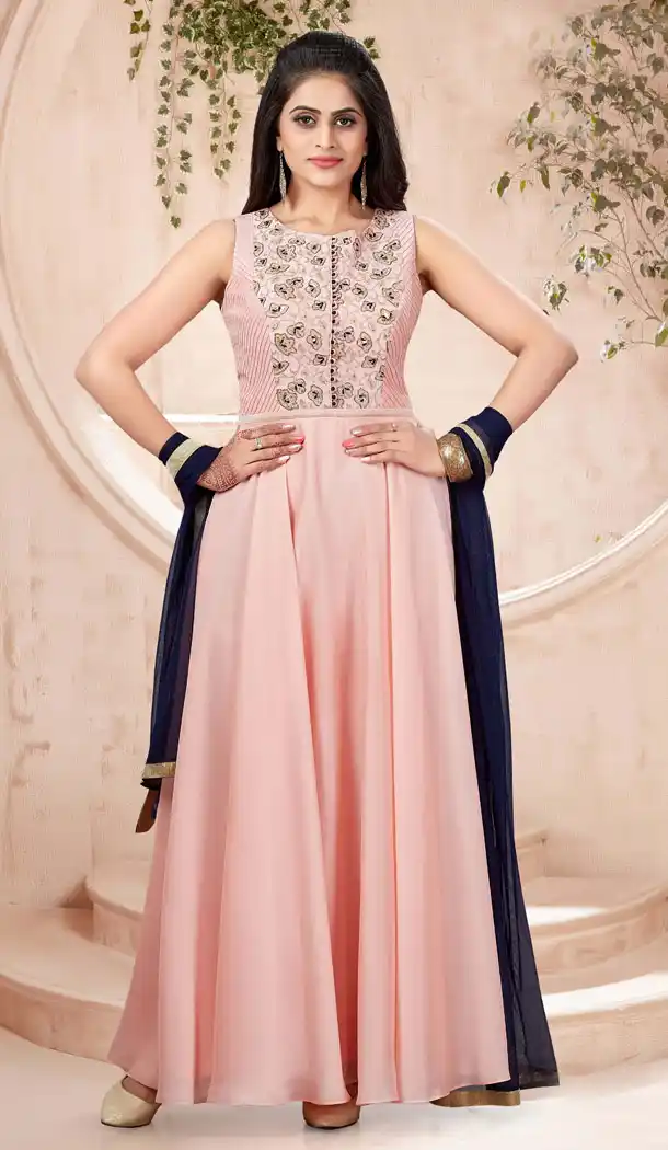 Pink Color Nylon Designer Readymade Plus Size Gown Suit - 540366634