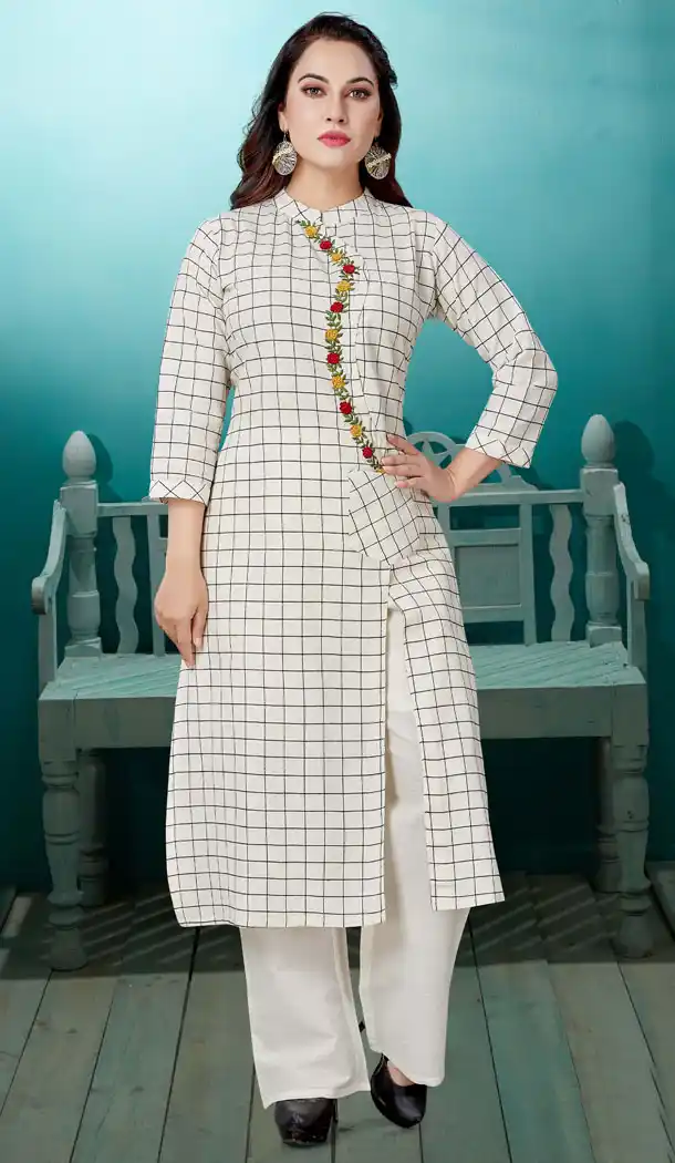 Charming Off White Color Cotton Party Wear Readymade Salwar Kameez - 540166608