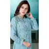 Alluring Aqua Blue Color Cotton Party Wear Readymade Salwar Kameez