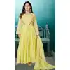 Lemon Yellow Color Cotton Party Wear Readymade Salwar Kameez