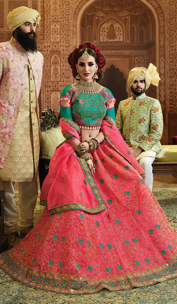 Dark Pink Color Organza Silk Heavy Designer Lehenga Choli - 65285437