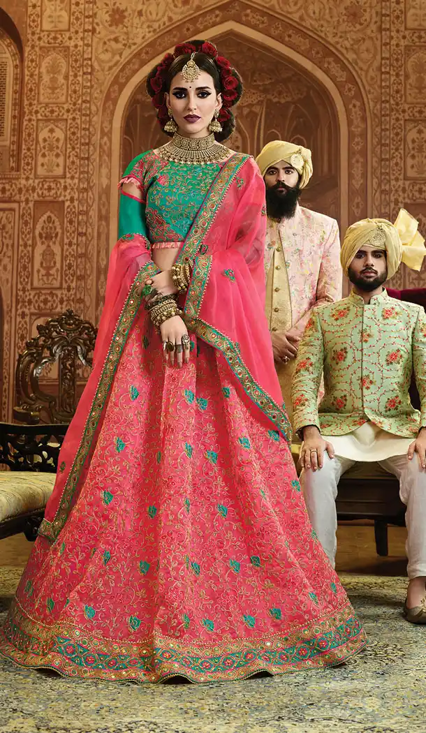 Dark Pink Color Organza Silk Heavy Designer Lehenga Choli - 65285437