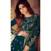 Aqua Blue Color Mulberry Silk Designer Abaya Style Salwar Kameez
