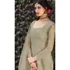 Light Pista Color Net Designer Long Abaya Style Salwar Kameez