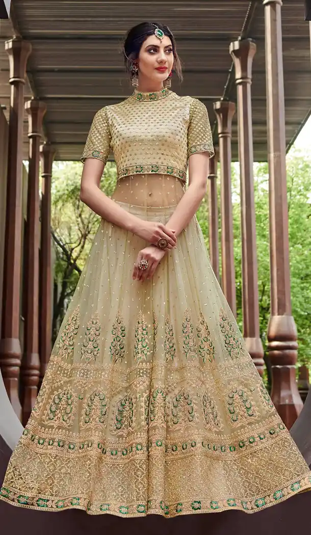 Glamorous Gold Color Net Designer Long Abaya Style Salwar Kameez - 542166996