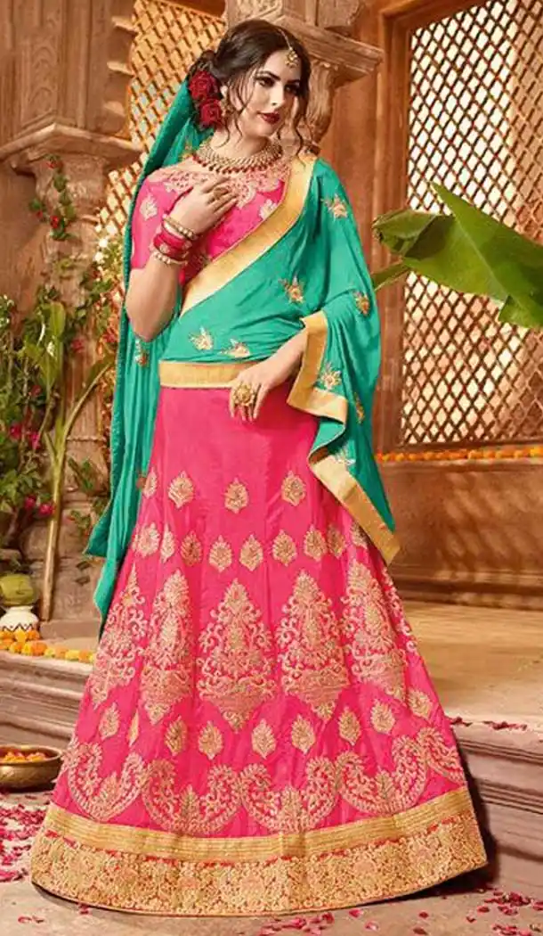 Dark Pink Color Art Silk Embroidery Party Wear Lehenga Choli - 65455593
