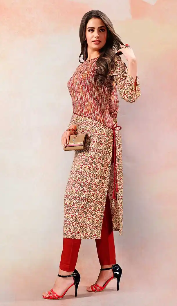 Vivacious Multi Color Rayon Casual Party Wear Readymade Kurti - 65535658
