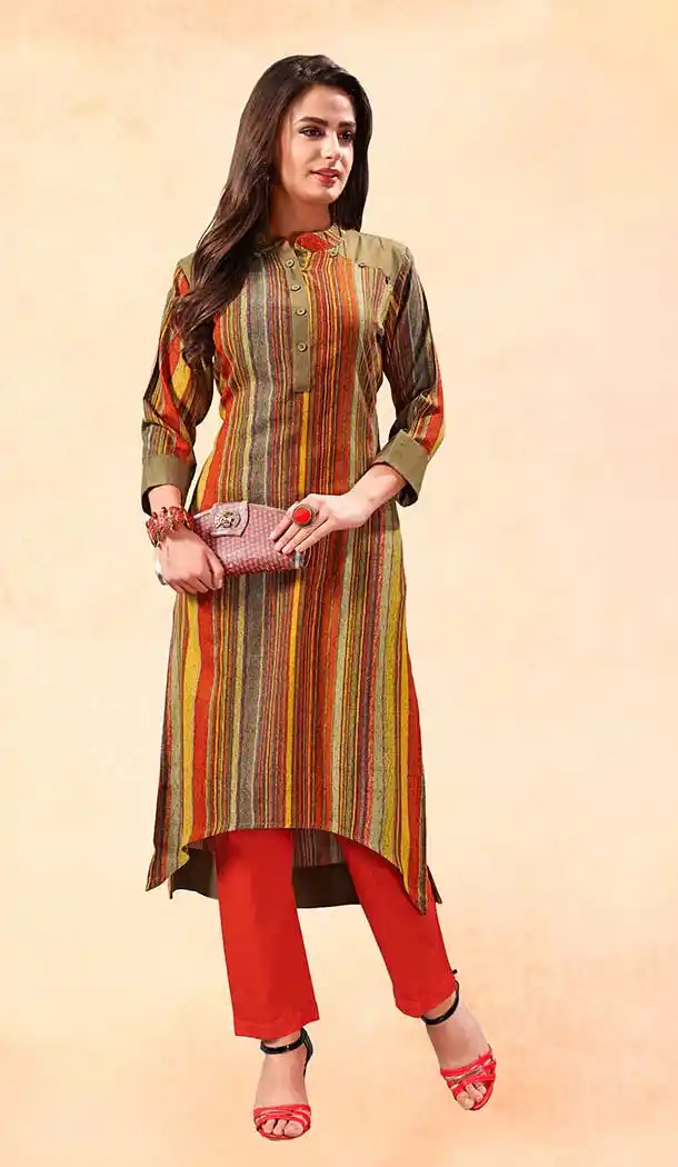 Classy Multi Color Rayon Casual Party Wear Readymade Kurti - 65535659