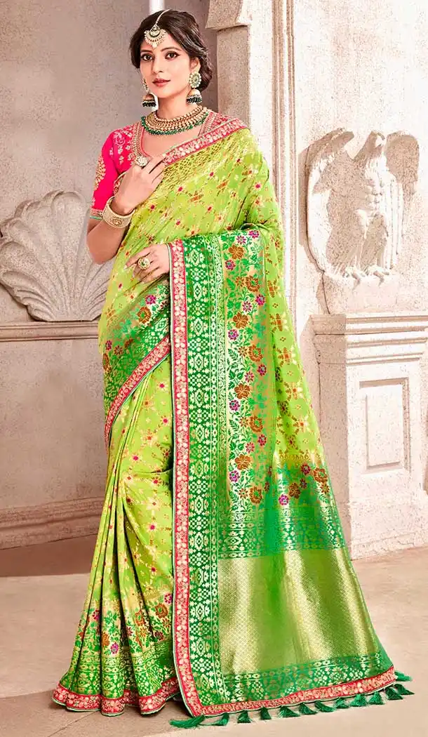 Gleaming Green Color Dolla Pure Viscos Treditional Designer Saree Blouse - 546868226