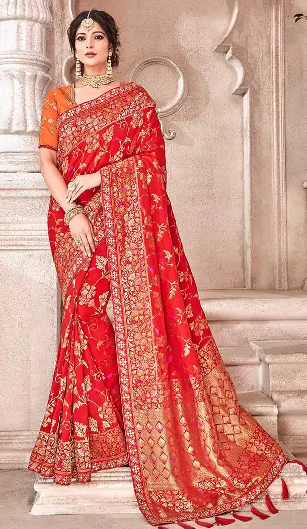 Red Color Dolla Pure Viscos Treditional Designer Saree Blouse - 546868227