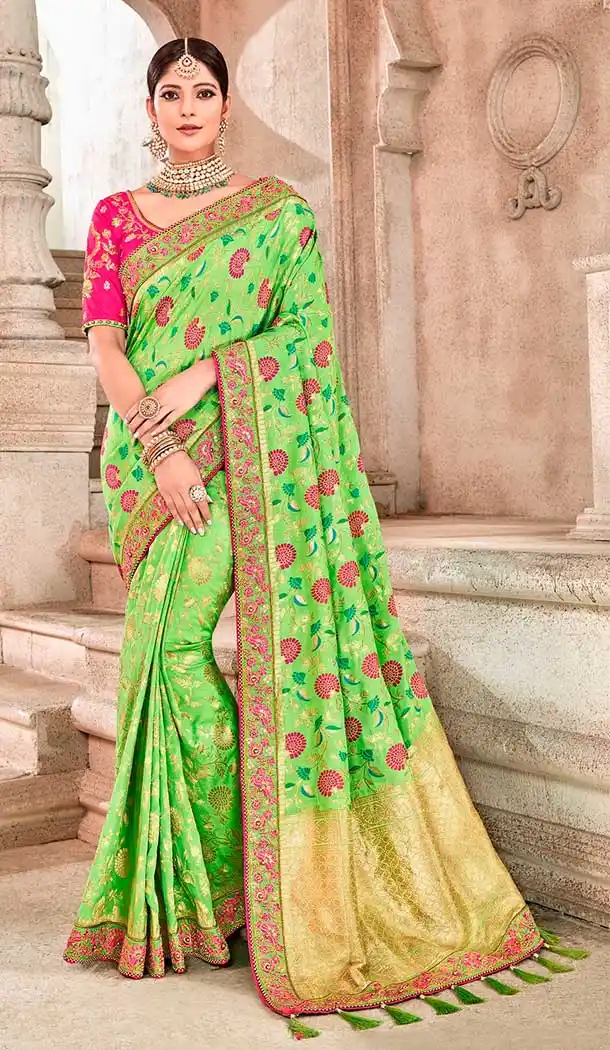 Unique Green Color Dolla Pure Viscos Treditional Designer Saree Blouse - 546868228