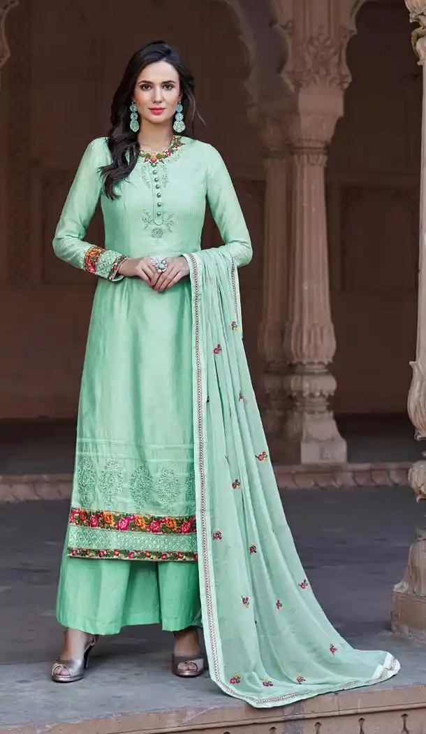 Sky Blue Color Fancy Georgette Evening Party Wear Salwar Kameez - 389258817