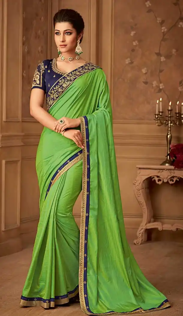Light Green Color Magestic Silk Designer Blouse with Party Wear Saree - 548068419