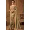 Beige Color Chandan Silk Designer Blouse with Party Wear Saree