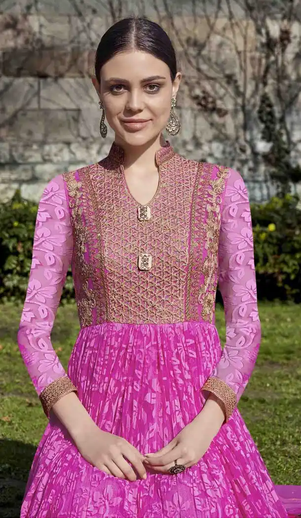 Pink shaded Color Brasso Evening Party Wear Pakitani Salwar Kameez - 389558841