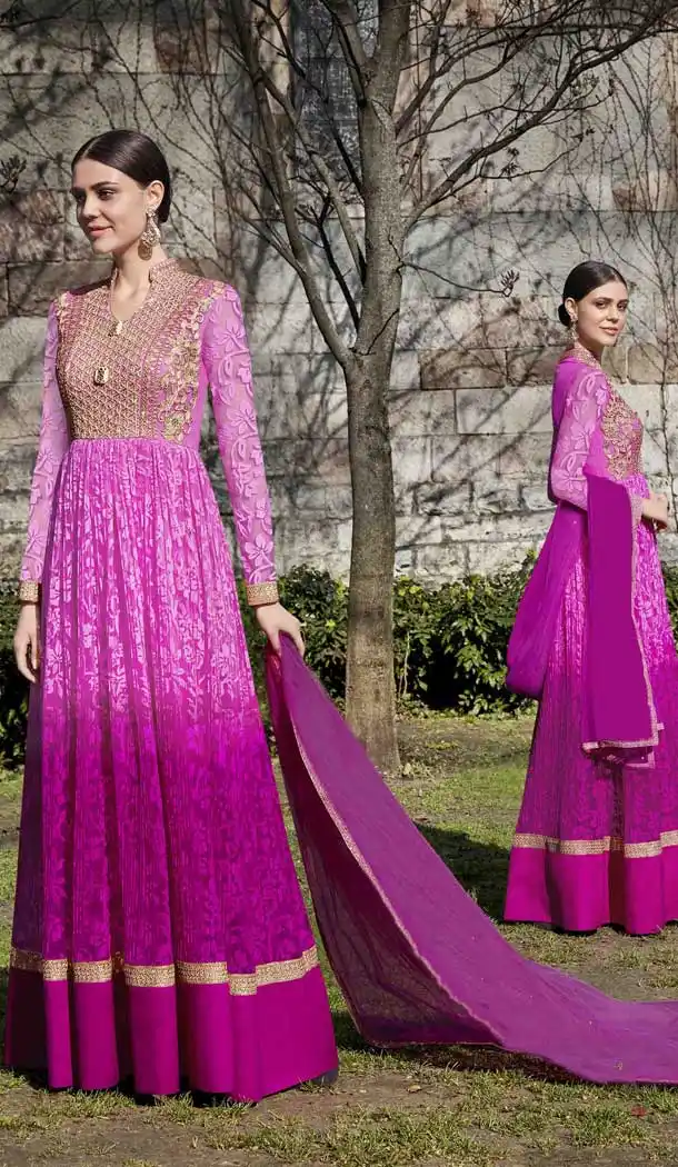 Pink shaded Color Brasso Evening Party Wear Pakitani Salwar Kameez - 389558841