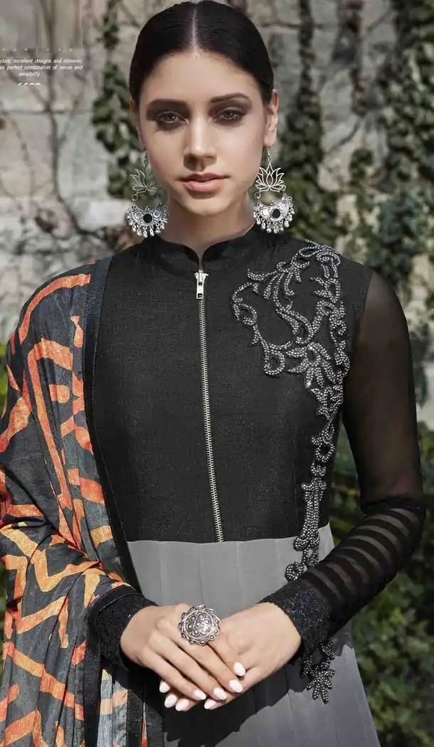 Grey Shaded Color Georgette Evening Party Wear Pakitani Salwar Kameez - 389558845