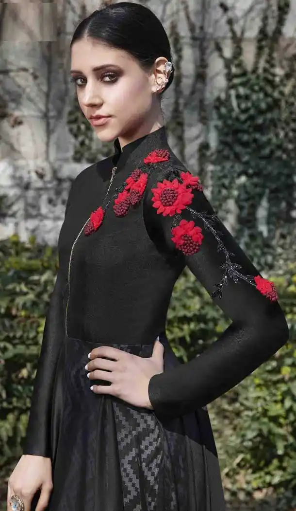 Black Color Georgette Evening Party Wear Pakitani Salwar Kameez - 389558847