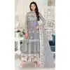 Grey Color Net Designer Style Anarkali Salwar Kameez