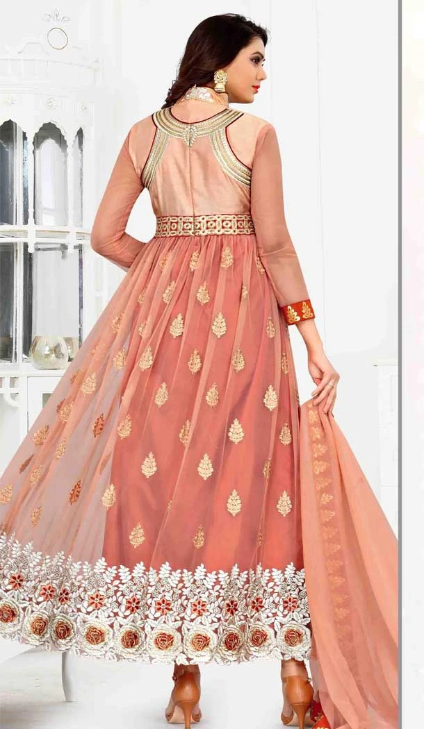 Charming Salomon Color Net Designer Style Anarkali Salwar Kameez - 389658851