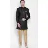 Black Color Cotton Blend Ready made Men Indo Western Sherwani