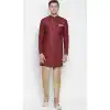 Maroon Color Cotton Blend Men Indo Western Sherwani