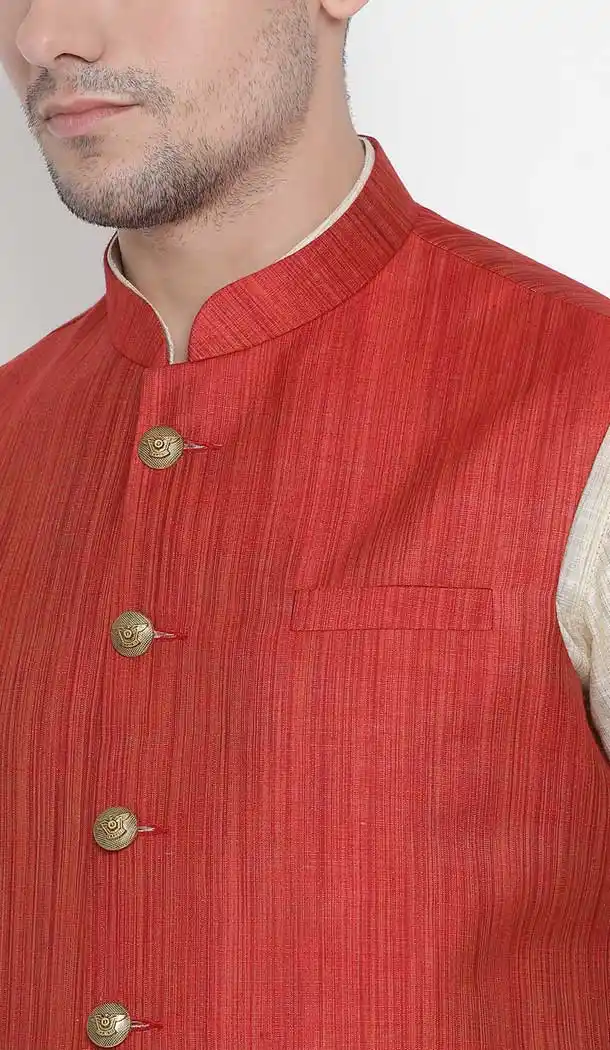 Beige Color Kurta Pajama With Jacket Heena Style
