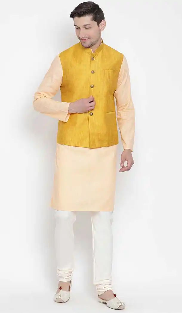 Kurta Pajama With Jacket For Man 2019 In Fawn