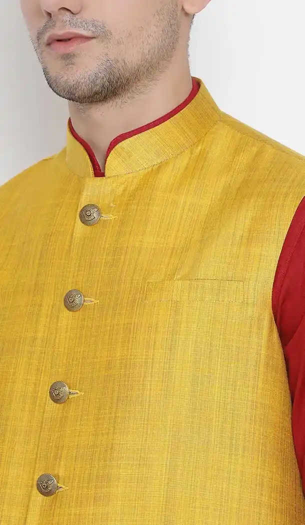 Maroon Kurta Pajama With Jacket For Groom