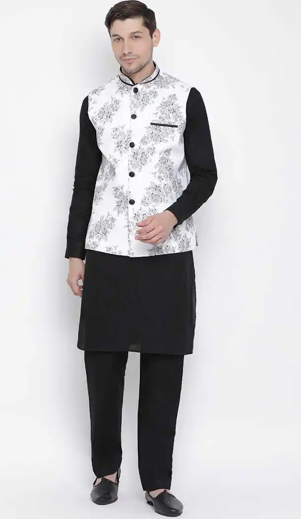 Black Kurta Pajama With Jacket Buy Online