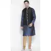 Sea Blue Kurta Pajama With Jacket For Wedding