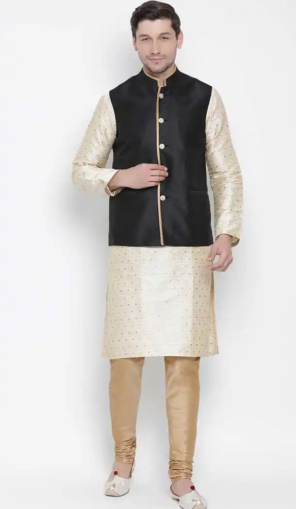 Gold Kurta Pajama Jacket Clothing